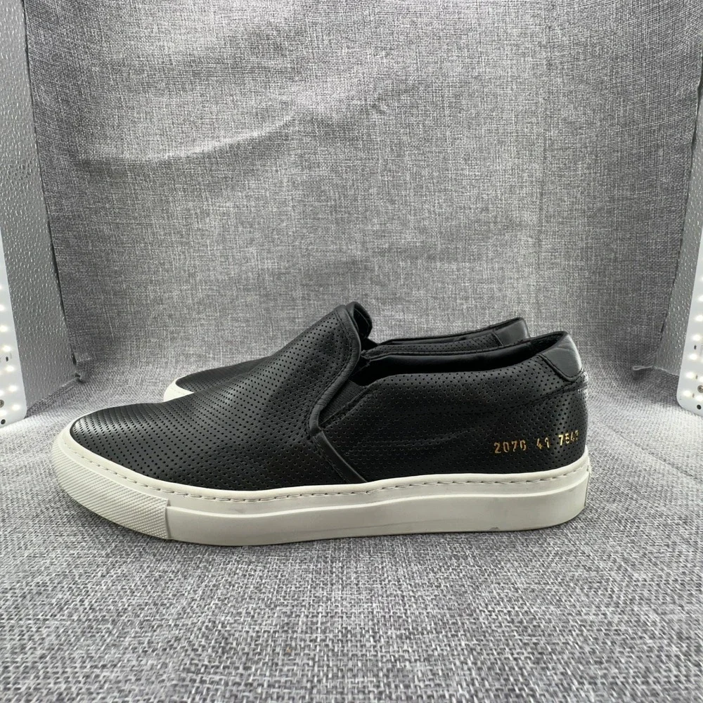 Common Projects Perforated Slip-On Sneakers Size EU 41 READ DESC Black Leather